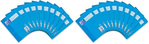 Oxford Schulheft A5, 32 Blatt, Lineatur 5, kariert, 10 Stück (Packung mit 2)