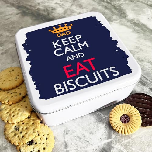 Dad Keep Calm Eat Personalised Gift Cookies Treats Biscuit Tin Personalised Gift | Custom Gift | Personalized Tin | Cake, Biscuit & Treat Tins | Gift For Her | Gift For Him