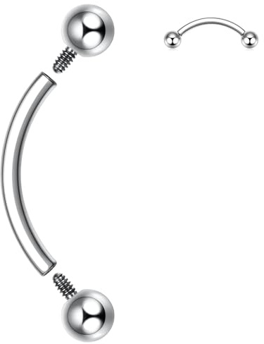 hengkaixuan G23 Titan ögonbryn piercing smycken ögonbryn ringar böjd skivstång 16 g ögonbryn navelring navelringar Rook Daith örhängen läppring ögonbrynssmycken 6 mm – 12 mm, 16G-14mm, Titan, Ingen