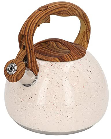 Bollitore da Piano Cottura, Bollitore da Cucina con Fischio in Acciaio Inossidabile da 3 Litri con Manico in Legno, Bollitore da Tè con Fischio Per Piano Cottura a Gas, Bollitore da Piano Cottura con