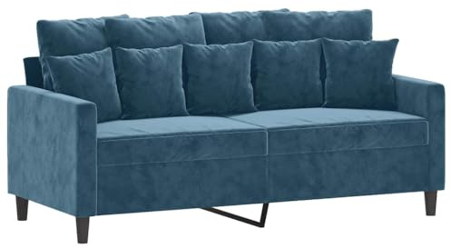 vidaXL Sofá de 2 Plazas, Sofá Biplaza con Reposabrazos Cojines, Asiento Tapizado, Sofá Acolchado para Salón Dormitorio, Terciopelo Azul