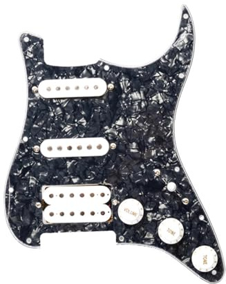 SHENGSUI SSH Schlagbrett für Stratocaster, E-Gitarre, 11 Löcher, vorverdrahtet, Humbucker, Weiß, für FD Stratocaster E-Gitarre, Black Pearl