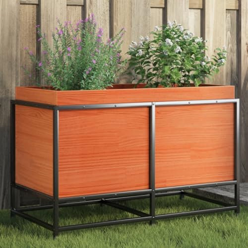 ShGaxin Jardinière Cire Marron 80x40x50 cm Bois de pin Massif,Jardiniere sur Pieds,Bac avec Treillis,Jardiniere Terrasse