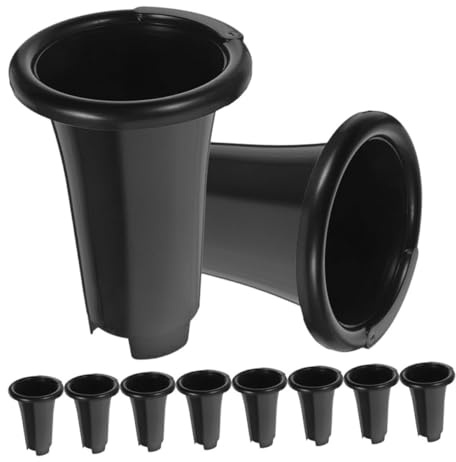 BESPORTBLE Set da 10 Vasi per Piante in Plastica Neri Fori di Drenaggio, Vaso Spesso e Alto per Orchidee e Piante da Interno in Giardino