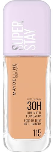 Maybelline New York Base de Maquillaje, Hasta 30H, Acabado Mate Luminoso, Lumi Matte, Tono 115