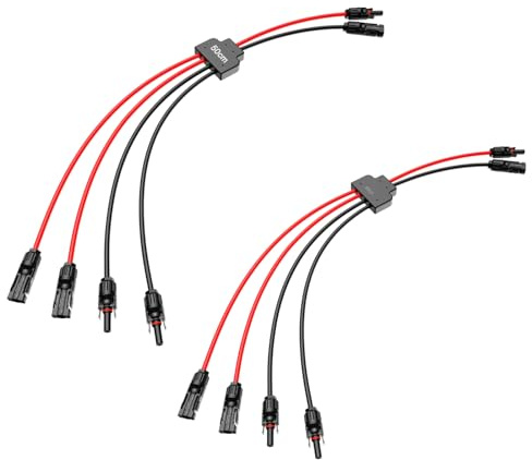 MXRPV 2 Stück Solar Y Kabel,Solar-Anschlusskabel,Y Stecker Solar,Verlängerungskabel Solarkabel Stecker,2 bis 4 Solarpanel-Anschlusskabel (2 bis 4)