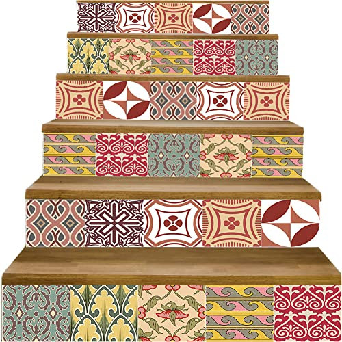 adesivi per alzate di scale, adesivi per scale 3D, Adesivi for scale autoadesivi 6 pezzi decalcomanie stacca e attacca, for gradini in legno, decalcomania artistica for interni fai da te vinile profes