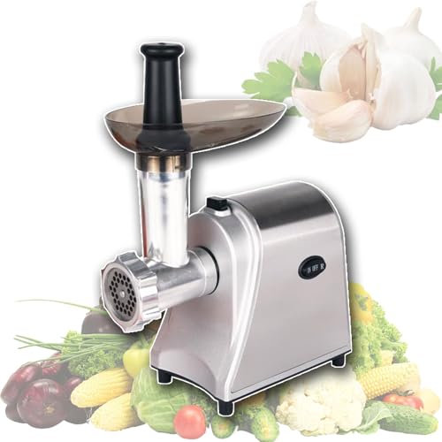 OZMDXKJ Picadora Multifunción Totalmente Automática, Picadora Carne Eléctrica Hogar Picadora Pequeña Acero Inoxidable Embutidora Salchichas para Carne, Pescado, Verduras y Comida Bebés,White