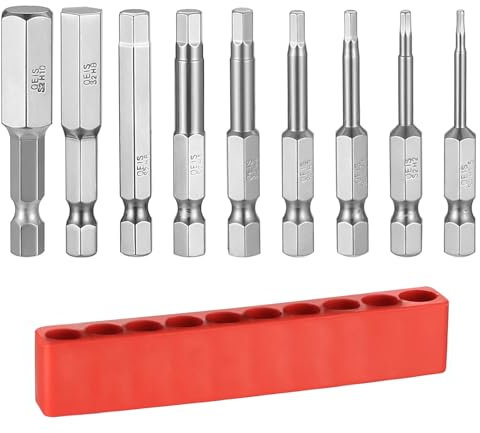 9 Set da Inserti per Avvitatore Professionali, Brugole Punte per Avvitatore, Inserti Esagonali 1/4'', Punte Avvitatore Esagonale, Cacciavite Esagonali Magnetiche, H1.5 H2 H2.5 H3 H4 H5 H6 H8 H10