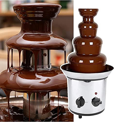 4 Layer Chocolate Fountain Machine, Stainless Steel/Electric Chocolate Melting Machine, Chocolate Buffet Heater Machine, for Commercial & Household Birthday