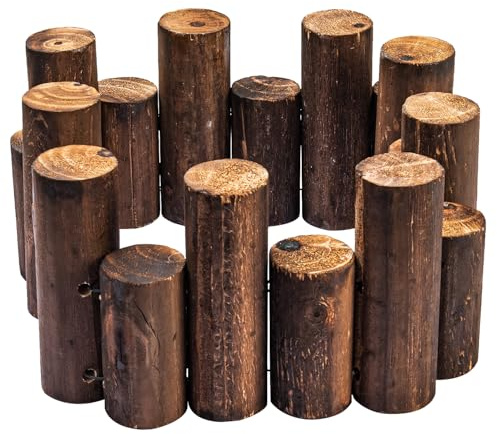 Btowin VCF Wooden Garden Fence Border - 90cm x 15cm Solid Wood Decorative Landscape Edging for Courtyards, Planting Tree, and Flower Bed