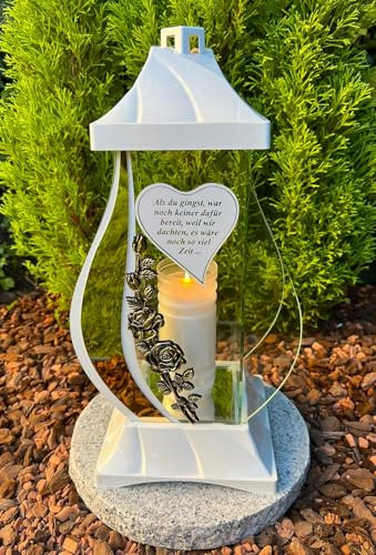Grablampe Grabkerze Grablicht Kerze mit Text Als du gingst, war noch keiner dafür bereit... 38 cm Höhe inkl LED Kerze ohne Sockel