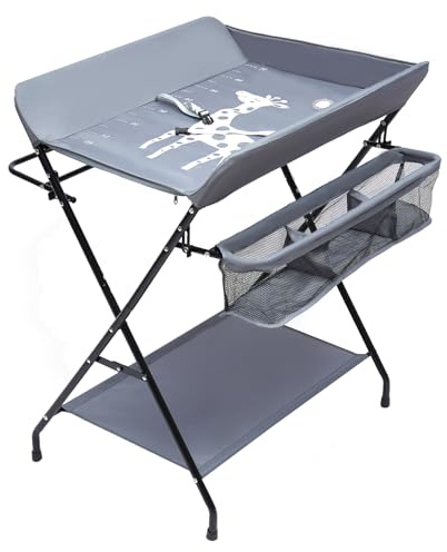 Baby Wickelkommode Wickeltisch Klappbar Mit Aufbewahrungsbrett,Sicherheitsgurt Und Seitenrahmen Baby Changing Table Tragfähigkeit 25kg Klappbare Wickelstation,Für Säuglinge Unter 12 Monaten