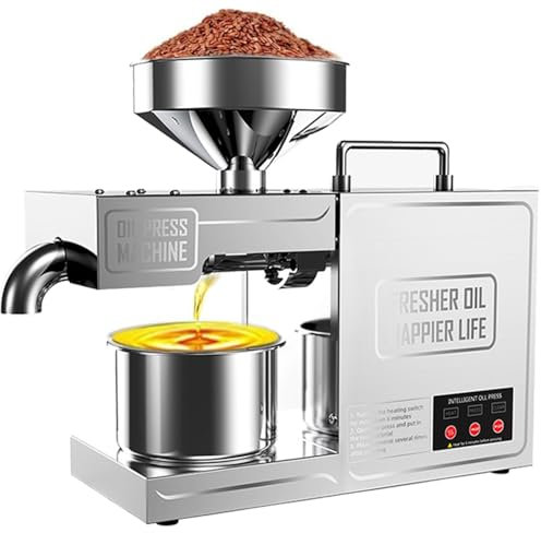 RETRIN 820w Macchina per Olio Acciaio Inossidabile,Estrattore Automatico Olio,Frantoio a Olio per Domestico,Elettrico Pressa per Olio per Arachidi Sesamo Noci Semi Lino Freddo/Caldo Estrazione