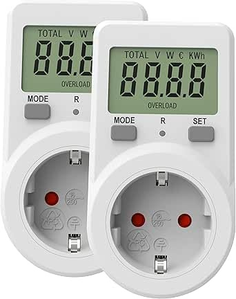 Awootsv Electricity Meter for Socket Power Meter Socket, Energy Cost Meter Awootsv, Power Consumption Meter KWH Watt stromzähler für steckdose strommessgerät steckdose（2 Pack）
