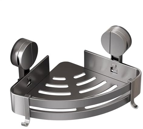 Bomefoi Mensola angolare per doccia ad angolo, con ventosa, portasapone, impermeabile, senza foratura, salvaspazio