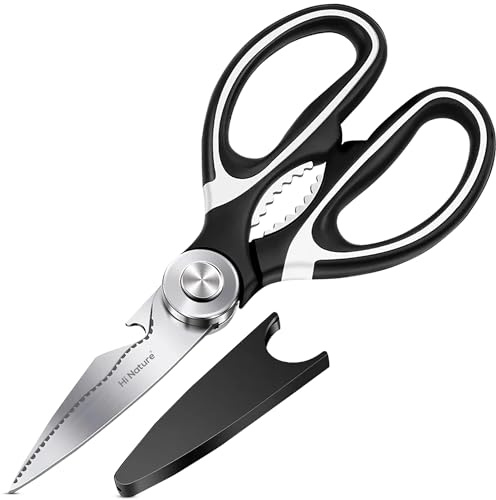 Hi Nature Tijeras de Cocina Profesionales – Tijeras para Carne, Pollo, Hierbas y Más – Acero Inoxidable, Ergonómicas, con Funda Protectora – Apto Lavavajillas