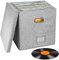 Easyhomie Boîte de rangement pour disques vinyle de 17,8 et 12, grande capacité pour jusqu'à 90 disques, pliable et portable (gris)