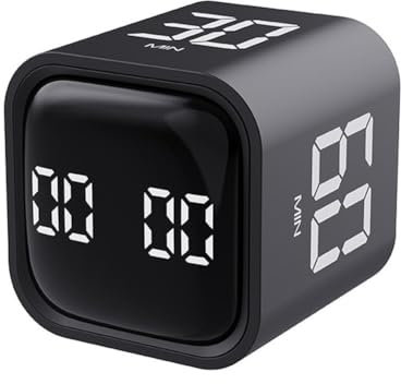 Pomodoro Minuteur rotatif 5, 25, 10 et 50 minutes préréglé, minuterie de productivité de bureau, minuteur cube pour TDAH, vibration/haut/faible volume, pour le travail, les études, la rentrée