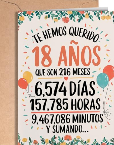 Tarjeta de 18 Cumpleaños - Tarjeta de Felicitación Graciosa para alguien que cumple 18 años - Regalo Original para 18 Cumpleaños para él, ella, hombre, mujer, mejor amigo, amiga... - EU 44