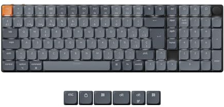Keychron K17 MaxTeclado Mecánico Inalámbrico Ultrafino con Conexión 2,4GHz/Bluetooth/Cable, Programable con QMK y Launcher, Retroiluminación Blanca, Interruptores Rojos para Mac/Windows(ES Layout)