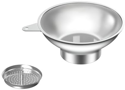 Nomatox Standard Mason Jar Funnel with Strainer,Large Metal Funnel for transferring Milk, Juice, Oils, flavorings