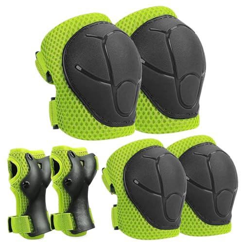 Omnikryp 6 Pièces Ensemble de Protections pour Enfant, Protection Roller Enfant, Equipement de Protéger Réglable Genouillères Coudières Protège Poignets