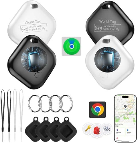 GPS Tracker,Air Tracker Bluetooth,Air Tracker Tagg Kompatibel mit Apple Wo ist?,Smart Tag APP (Nur iOS),IP67 wasserdicht,Austauschbare Batterie für Schlüssel,Gepäck,Koffer,Brieftasche,Tracker Tag 4er