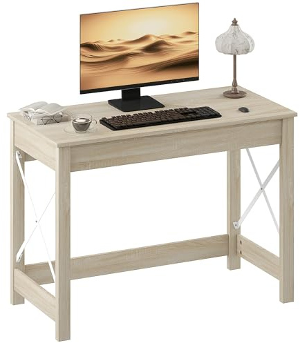 HOMCOM Mesa Escritorio Estilo Moderno Escritorio Fácil de Montar Mesa de Ordenador para Oficina Dormitorio Estudio 105x50x76 cm Natural
