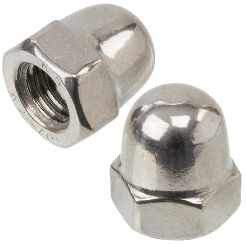 AERZETIX - Juego de 40 tuercas ciegas hexagonales M8 con cabeza de cúpula hueca | para montaje decorativo, fijación en varilla roscada y trabajos de metalistería | de acero en color plateado