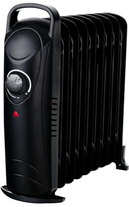 BRICOZONE Radiatore Elettrico A Olio 800W Con 7 Elementi Riscaldanti Termostato Regolabile Basso Consumo Per Casa Ufficio Camera Da Letto Riscaldamento Silenzioso Con Maniglia Di Trasporto