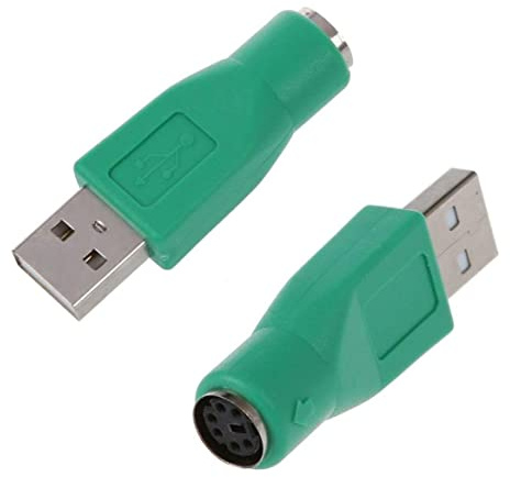 Ameble PS/2 Keyboard Adaptor PS/2 Adapter/Male to USB Female Port Adapter USB Converters for Old Keyboard Mouse 2PCS