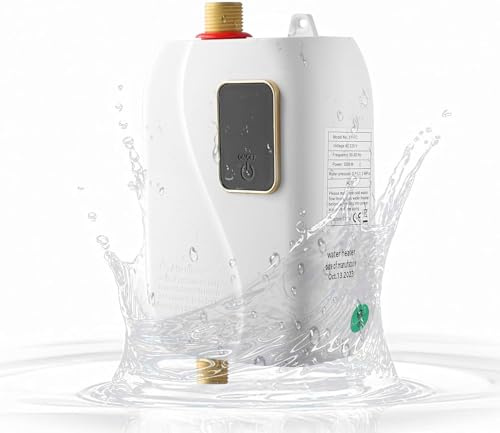 3000W Electric Tankless Water Heater, Instant Under Sink Hot Water System with Smart Touch Control, IPX4 Waterproof & Brass Interface, Compact No-Scale Heater for Kitchen