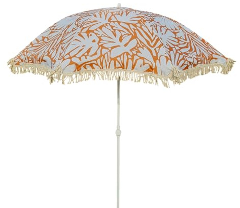 Meinposten Sonnenschirm Strandschirm Gartenschirm BOHO UV30+ Balkonschirm Fransen 150 cm (Braun/beige)