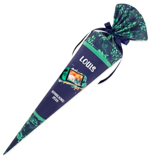 Dein Lieblingsteil Deine Schultüte aus Stoff Kuschel Velvet Wunschmotiv individualisierbar mit Wunschname personalisierbar 70 cm 85 cm – Jungs (Modell 14: Spielkonsole, 70 cm ohne Kissen)