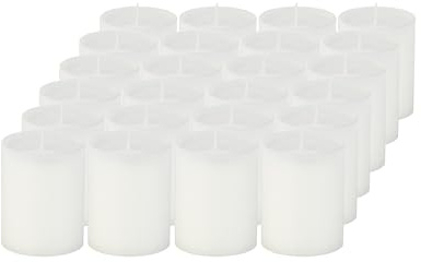 Sovie CANDLES Refill Kerzen Weiß 24 Stück - Kerze in Kunststoff-Hülle - ca. 24 Stunden Brenndauer - Kerzen Deko Innen & Außen - Schützt Glas & Dekoration