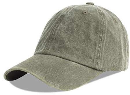 LANGZHEN Unisex Baseball Cap 100% Baumwolle Fits Männer Frauen Washed Denim Einstellbare Dad Hut (Army Green)