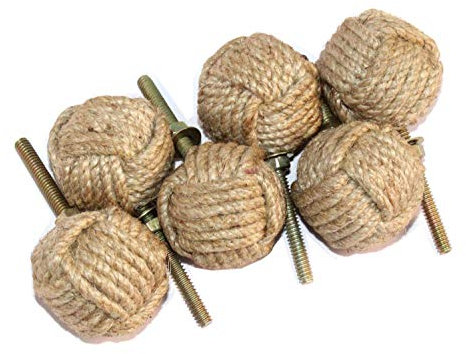 Lot de 6 boutons de tiroir en corde de jute pour étagères/armoires