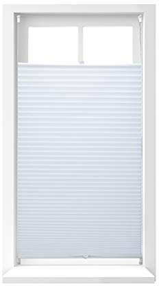 1 x Plissee Rollo ohne Bohren, Klemmfix zum Kleben, Faltrollo lichtdurchlässig, Faltstore, B x H: 90 x 210 cm, weiß