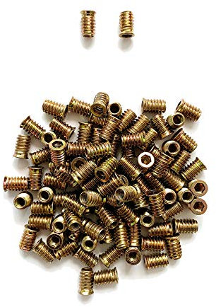 LIKERAINY 100 Stück Gewindebuchse Einschrauben mit Abdeckrand M8x20mm Gewindemutter Eisen Verzinkt Einschlagmutter Innensechskant Gewinde-Einsatz Holzmuttern Gewinde-Muffen Schrauben