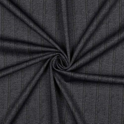Jacquard Stretch Stoff in Grau mit Fischgrät Musterung, als Meterware zum Nähen, 50 cm