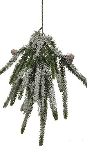 2474U Kunstzweig Tanne-/Nadelbaum grün mit Glitzerschnee überzogen, ca. 60 cm naturgetreu