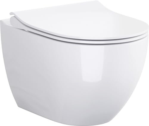 Primaster Wand WC spülrandlos Pandora Tiefspüler weiß inkl. WC Sitz WCs