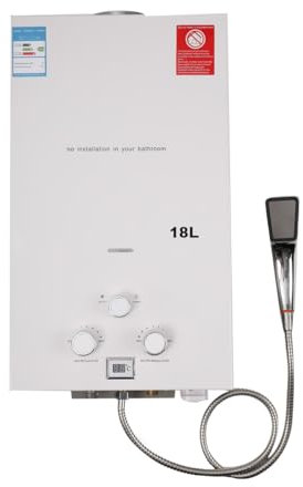Lfhelper Gas Instant Outdoor LPG Tankless Hot Water Heater - 18L Capacity, White
