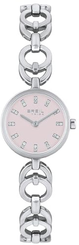 Breil, Collezione Type, Orologio Donna in Acciaio, Movimento al Quarzo Solo Tempo TMI VJ20, Chiusura a Gioielleria, Resistente all'Acqua, Lunghezza Regolabile 13.5-19 cm, Cassa 24mm, Silver-Rose