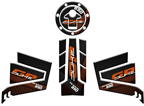 TANK COVER KIT, SIDE PROTECTION, TAPE PROTECTION, RESINATED 3D EFFECT ADHESIVE RESINATED, COMPATIBLE WITH KTM DUKE 890 GP THE SCALPEL (Orange v1)
