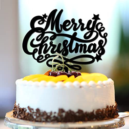 Frohe Weihnachten Cupcake Topper Santa Geschenke Elch Kinder Kuchen Cupcake Topper für Hochzeit Valentinstag Dekoration Supplies Personalisierte Elegant Rentier Brief Dessert Essen Obst Acryl Schwarz