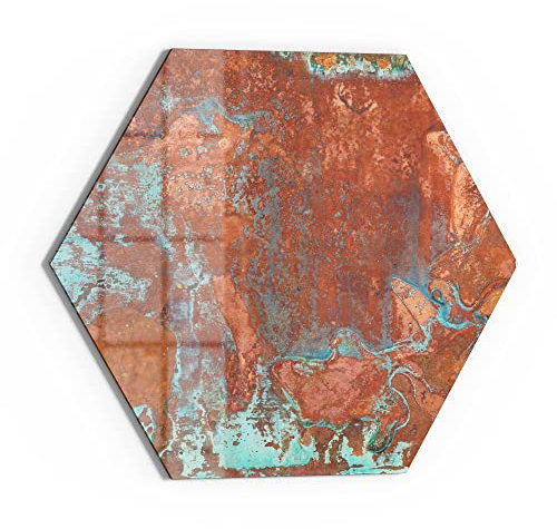 DEQORI Glas-Magnettafel | 40x34,5 cm groß | Motiv Rostige Kupferplatte | Memo-Board aus Glas | Magnetboard inkl. Magnete, Stift & Tuch für Küche & Büro | Tafel magnetisch & beschreibbar