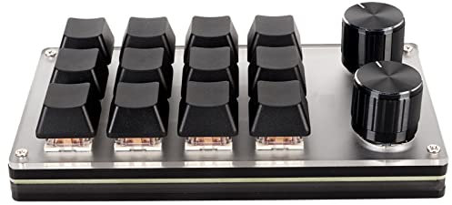 Bewinner Tastiera Mini Chiave USB, Tastiera Programmabile Fai-da-Te con Manopola Personalizzata, Tastiera Macro di Programmazione di Giochi Meccanici, Tastiera Standard OSU a Una Mano (12 Tasti con 2