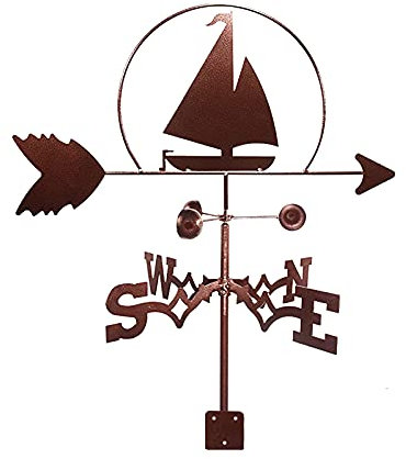 Tonpop Girouette,Voilier Silhouette avec Flèche en Acier Inoxydable Girouette Outils De Mesure Indicateur De Direction Piquet De Jardin Art Décor